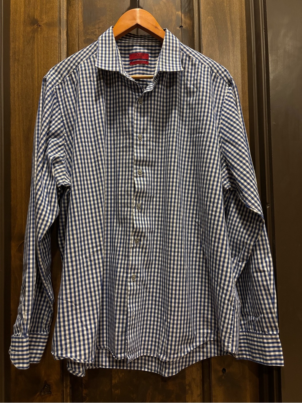 Alfani Blue & White Gingham Dress Shirt